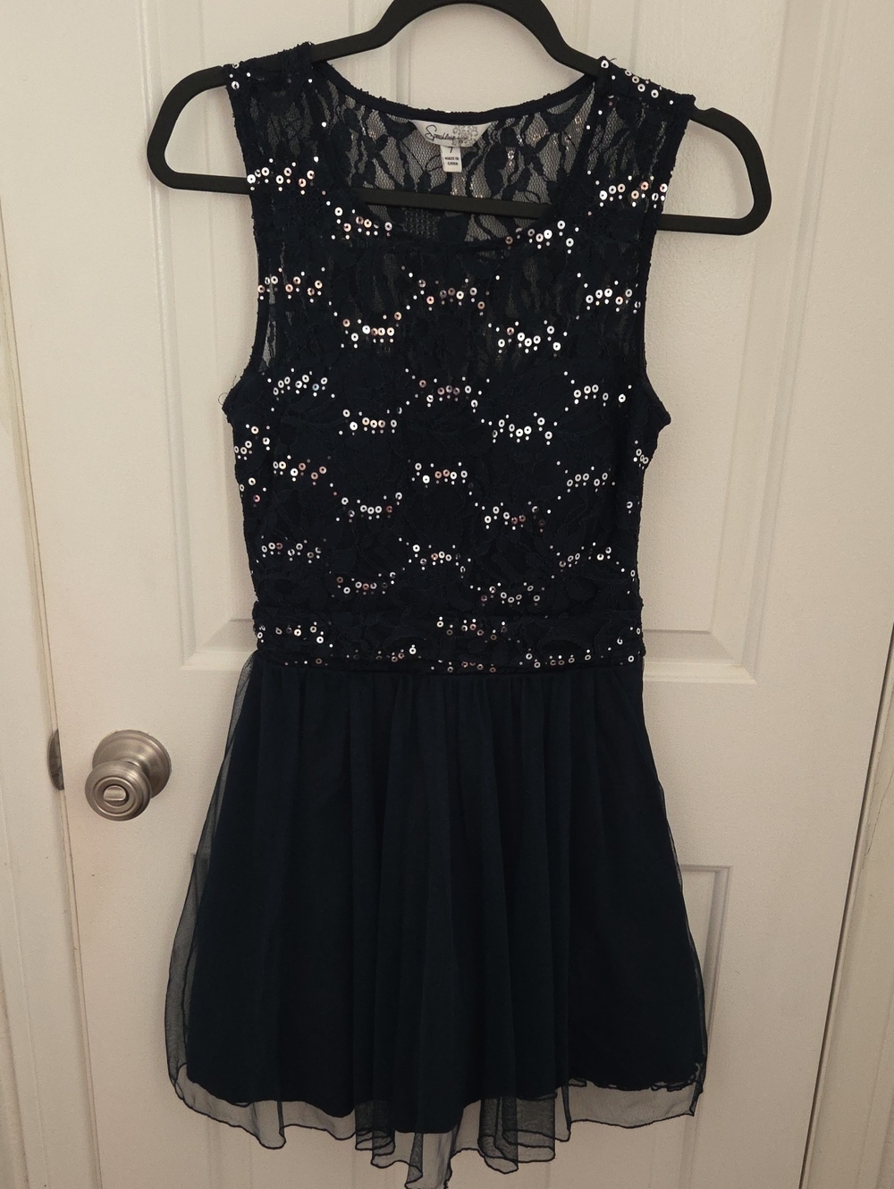 Speechless Navy Sequin Lace Party Dress